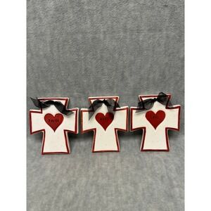 Brownlow Sentiment Cross White Red Jennifer Auvermann Faith Hope Love Set‎ of 3